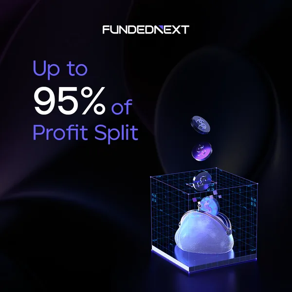 FundedNext banner: up to 95% profit split