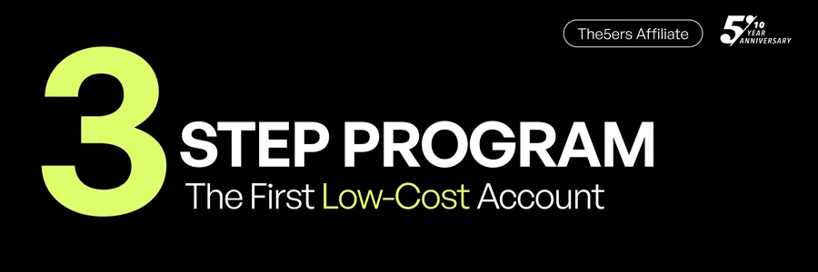 The5%ers banner: 3-Step Program, the first low-cost account